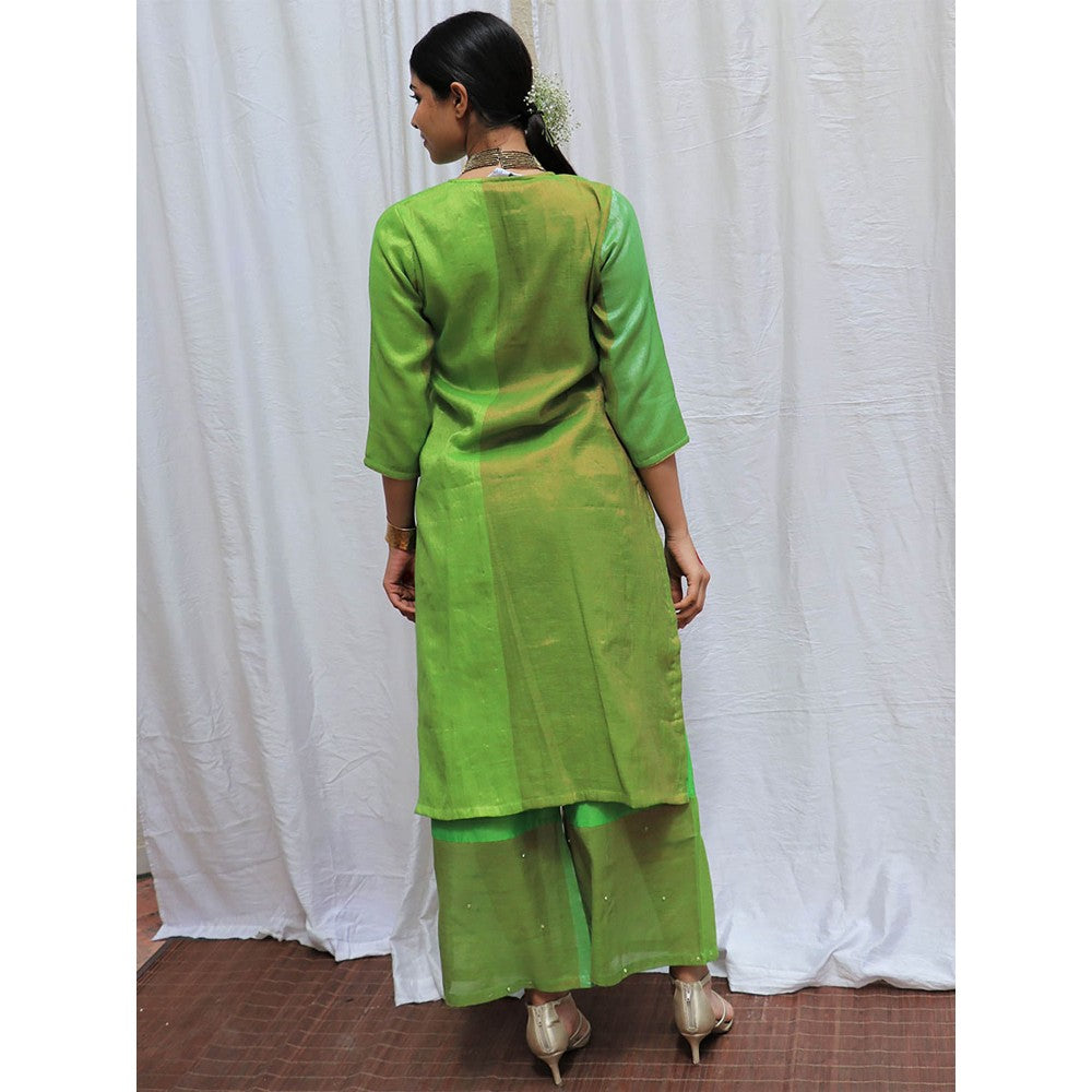 Chidiyaa Heera Handwoven Cotton Zari Kurta & Palazzo (Set of 2)