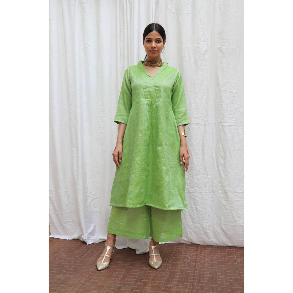 Chidiyaa Harita Handwoven Cotton Zari Kurta & Palazzo (Set of 2)