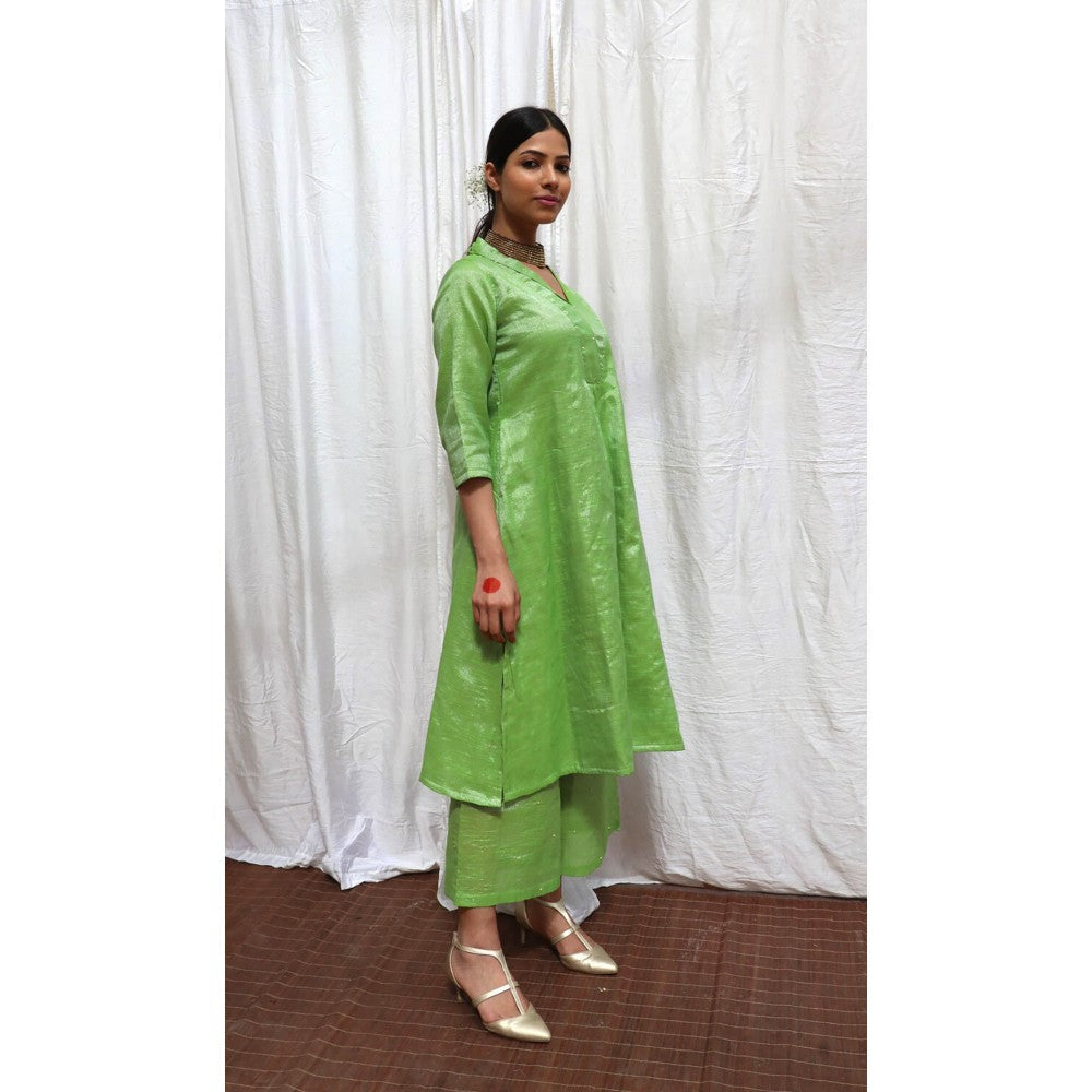 Chidiyaa Harita Handwoven Cotton Zari Kurta & Palazzo (Set of 2)
