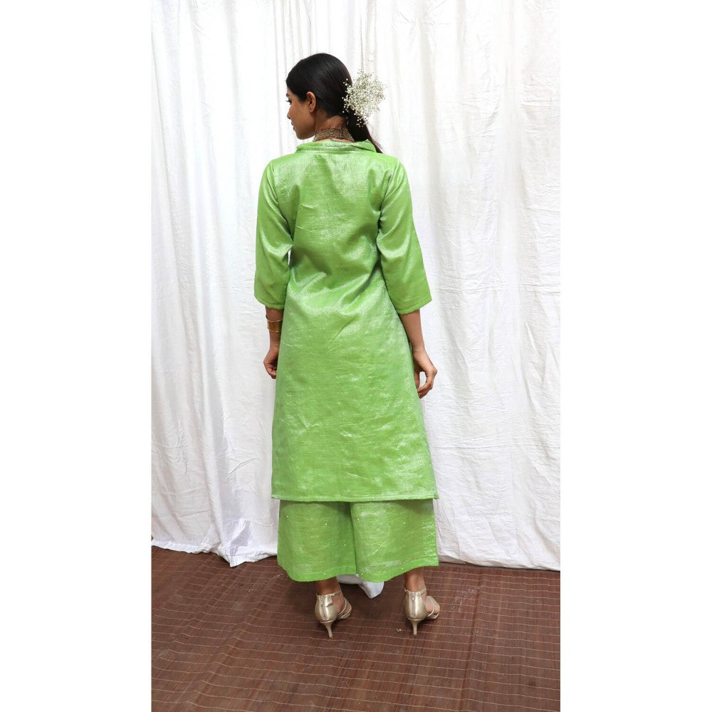 Chidiyaa Harita Handwoven Cotton Zari Kurta & Palazzo (Set of 2)