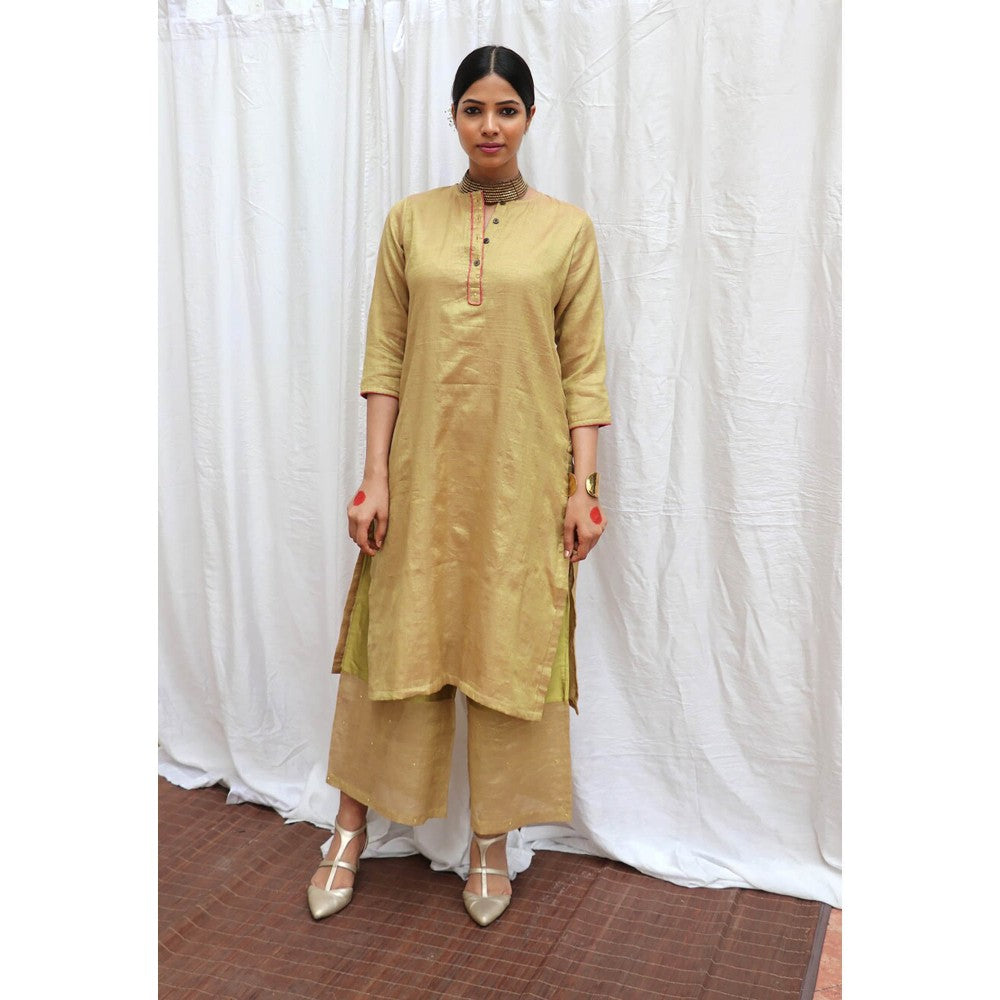 Chidiyaa Swetambhara Handwoven Cotton Zari Kurta & Palazzo (Set of 2)