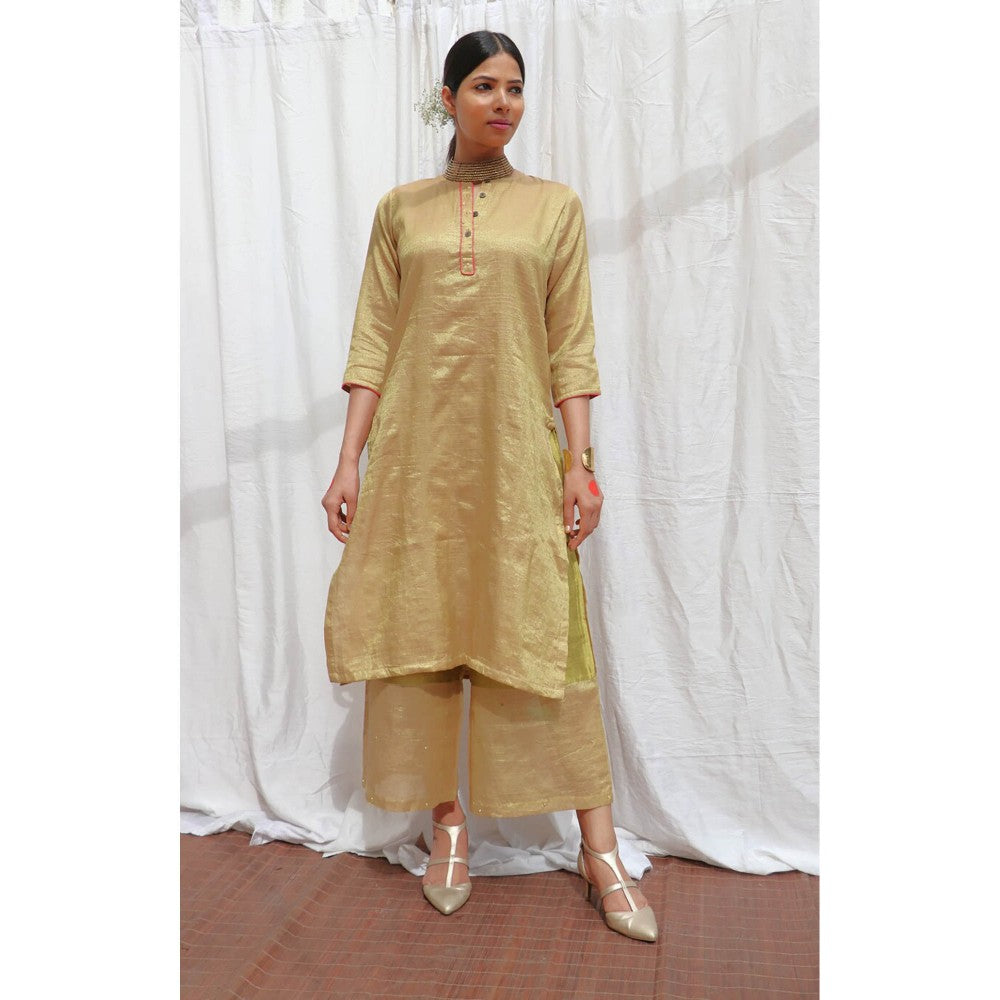 Chidiyaa Swetambhara Handwoven Cotton Zari Kurta & Palazzo (Set of 2)