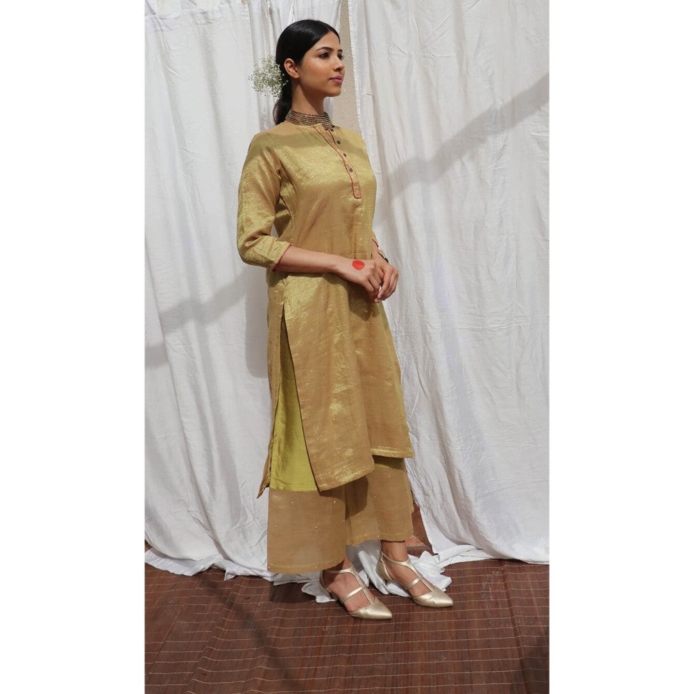 Chidiyaa Swetambhara Handwoven Cotton Zari Kurta & Palazzo (Set of 2)