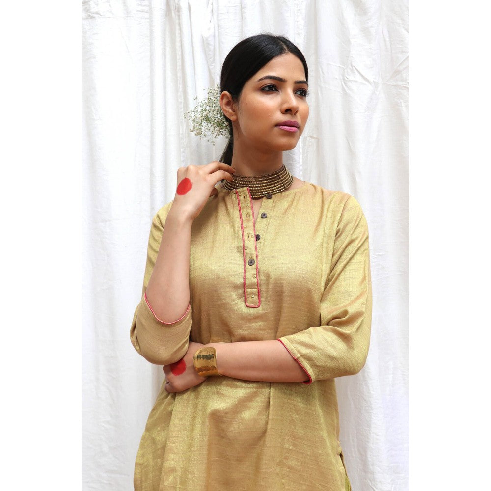 Chidiyaa Swetambhara Handwoven Cotton Zari Kurta & Palazzo (Set of 2)