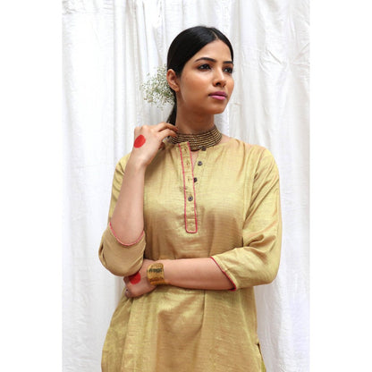Chidiyaa Swetambhara Handwoven Cotton Zari Kurta & Palazzo (Set of 2)