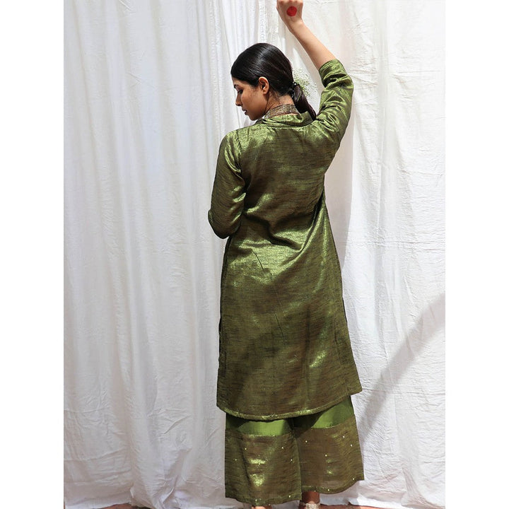 Chidiyaa Prithvi Handwoven Cotton Zari Kurta & Palazzo (Set of 2)
