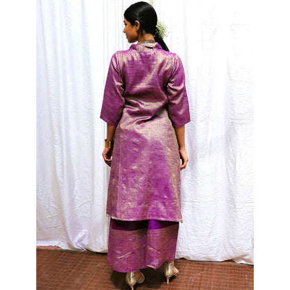 Chidiyaa Amethyst Handwoven Cotton Zari Kurta & Palazzo (Set of 2)