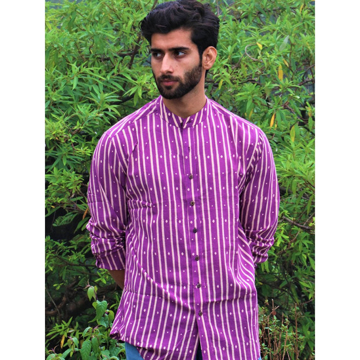 Chidiyaa Lavender Block Printed Cotton Shirt