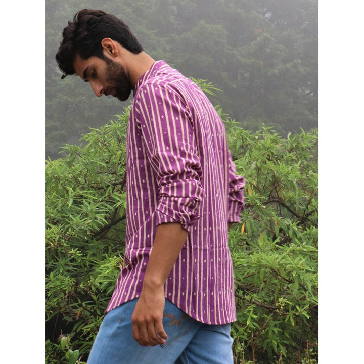 Chidiyaa Lavender Block Printed Cotton Shirt