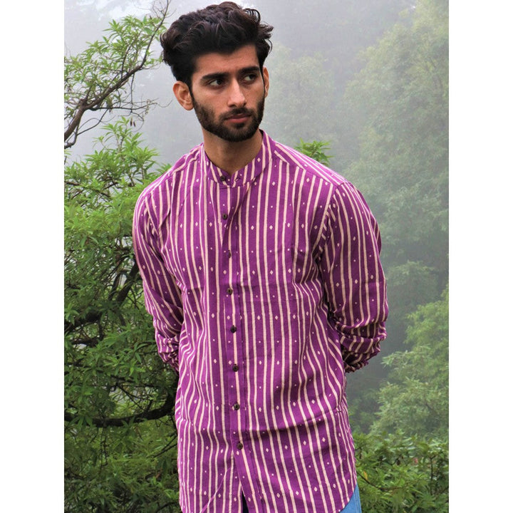 Chidiyaa Lavender Block Printed Cotton Shirt