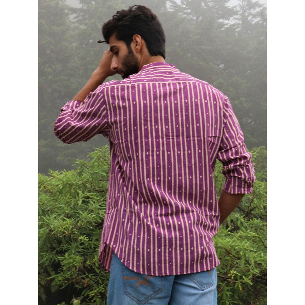 Chidiyaa Lavender Block Printed Cotton Shirt