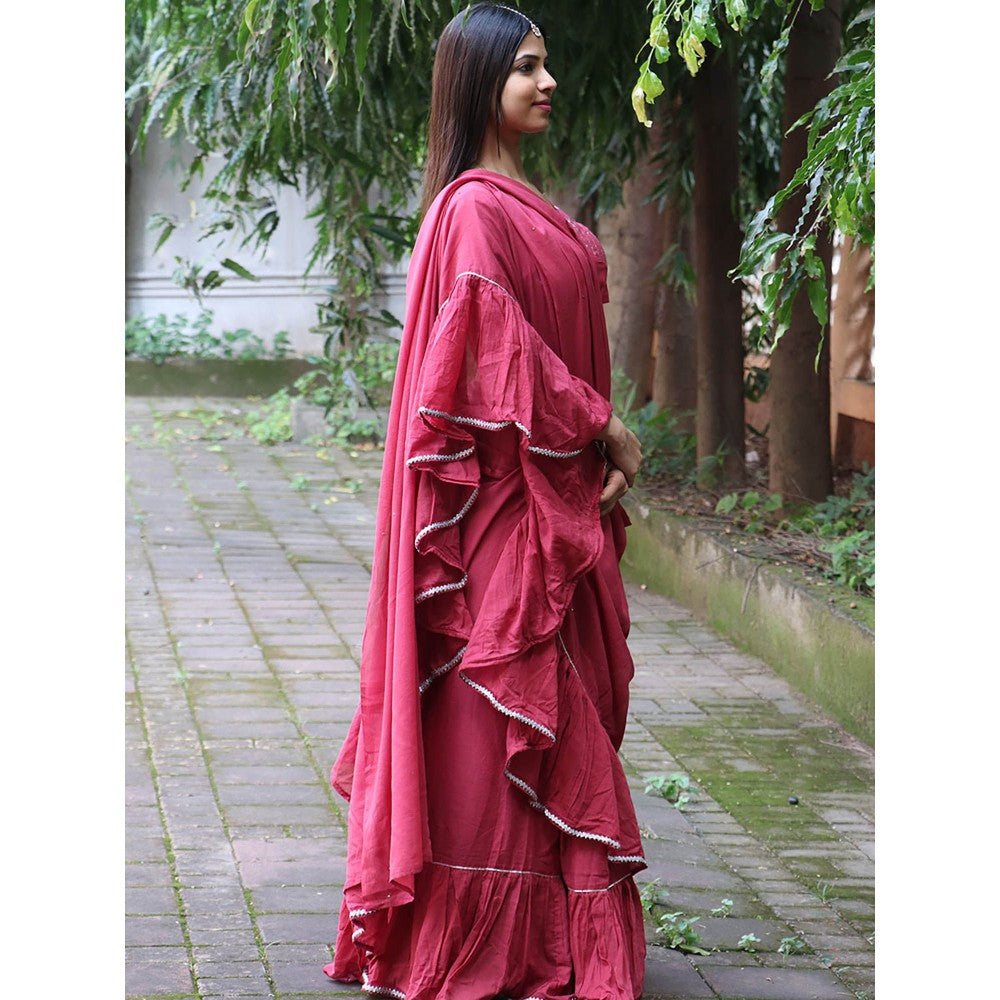 Chidiyaa Jugnu Ray Rose Mulmul Cotton Saree with Stitched Blouse