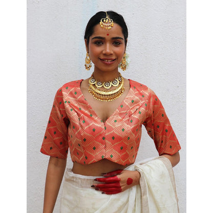 Chidiyaa Juhi Mogra Idalia Red Brocade Stitched Blouse