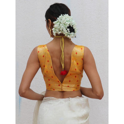 Chidiyaa Juhi Mogra Clementina Yellow Brocade Stitched Blouse