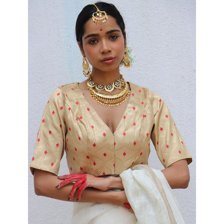 Chidiyaa Juhi Mogra Eudora Gold Brocade Stitched Blouse