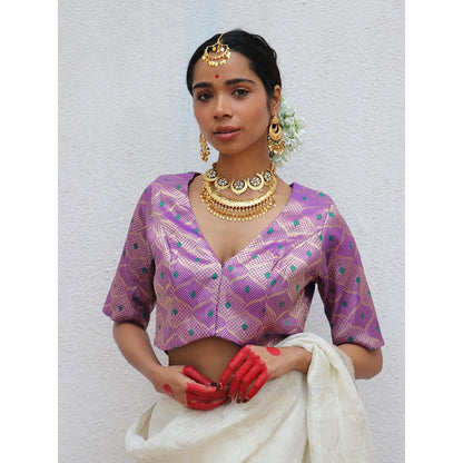 Chidiyaa Juhi Mogra Jenise Purple Brocade Stitched Blouse
