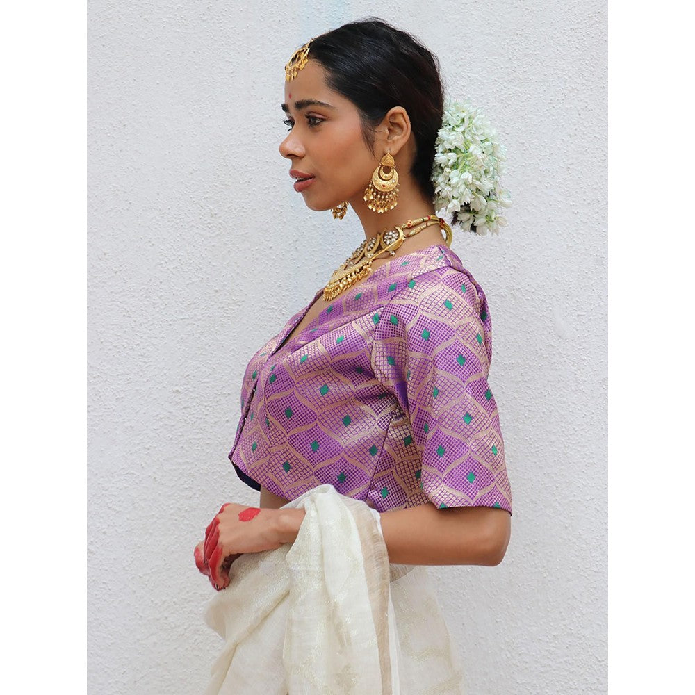 Chidiyaa Juhi Mogra Jenise Purple Brocade Stitched Blouse