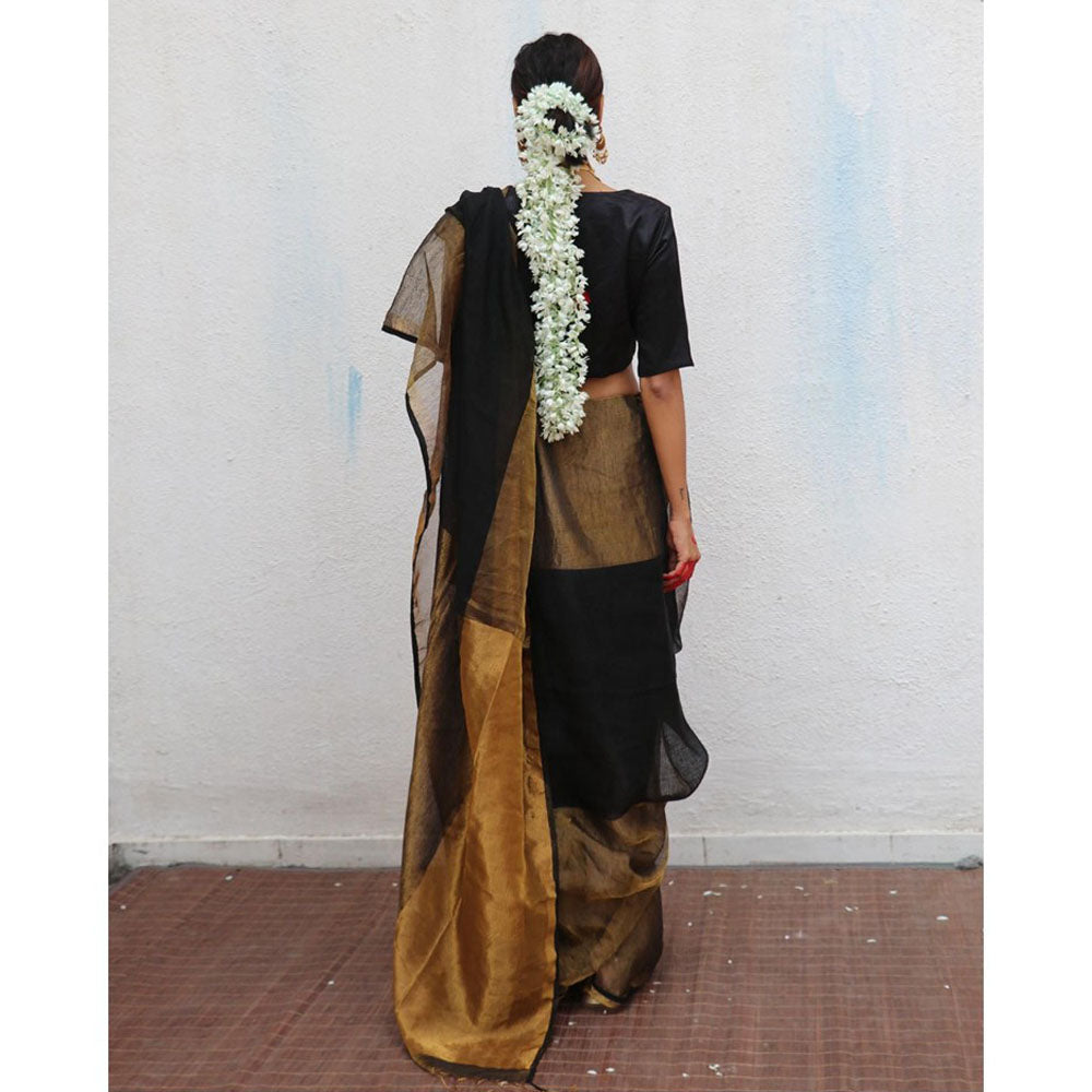 Chidiyaa Chandni Raatein Kalyani Handwoven Linen Zari Saree with Unstitched Blouse