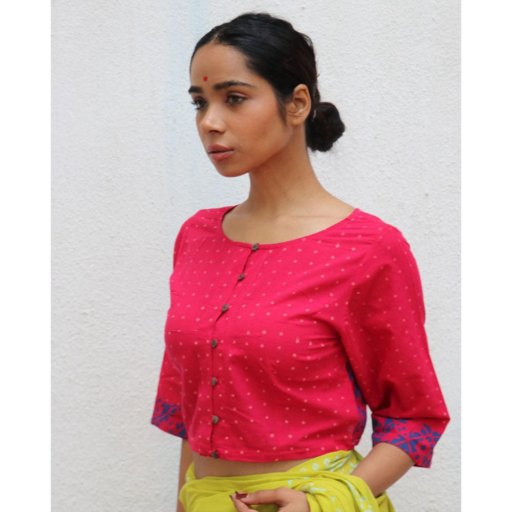 Chidiyaa Paakhi Rosalyn Hand Block Printed Cotton Stitched Blouse