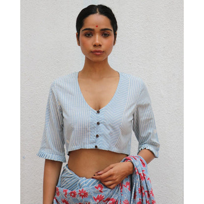 Chidiyaa Paakhi Selene Hand Block Printed Cotton Stitched Blouse