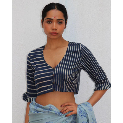 Chidiyaa Paakhi Yin Hand Block Printed Cotton Stitched Blouse
