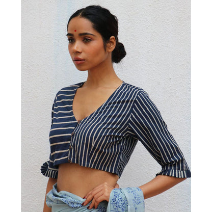 Chidiyaa Paakhi Yin Hand Block Printed Cotton Stitched Blouse