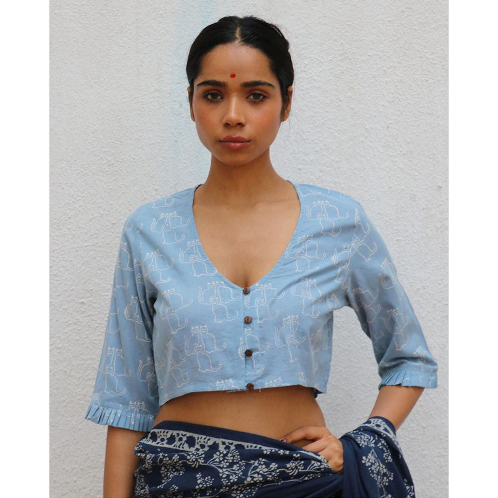 Chidiyaa Paakhi Claudia Hand Block Printed Cotton Stitched Blouse