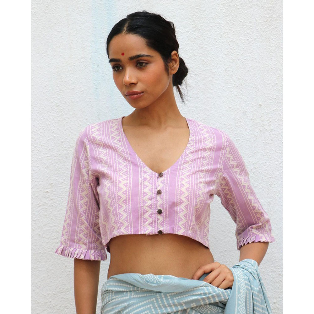Chidiyaa Paakhi Ethereality Hand Block Printed Cotton Stitched Blouse