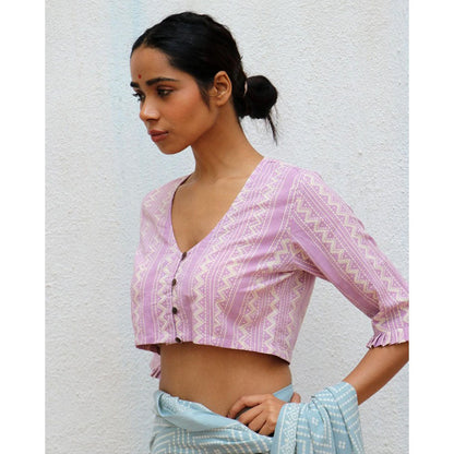 Chidiyaa Paakhi Ethereality Hand Block Printed Cotton Stitched Blouse