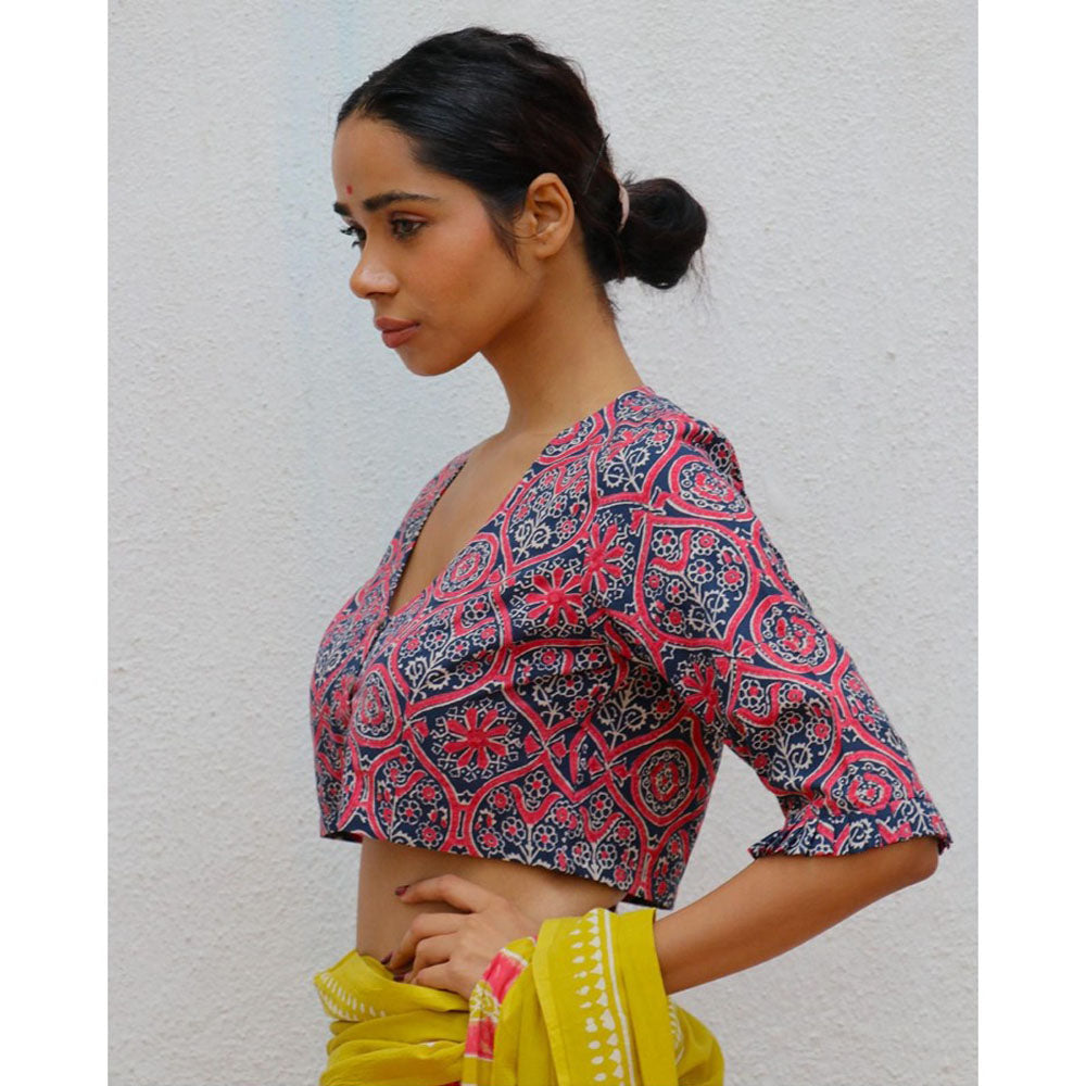Chidiyaa Paakhi Fleur Ballad Hand Block Printed Cotton Stitched Blouse