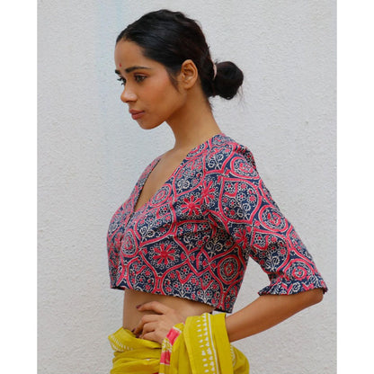 Chidiyaa Paakhi Fleur Ballad Hand Block Printed Cotton Stitched Blouse