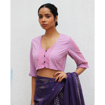 Chidiyaa Paakhi Valerina Hand Block Printed Cotton Stitched Blouse