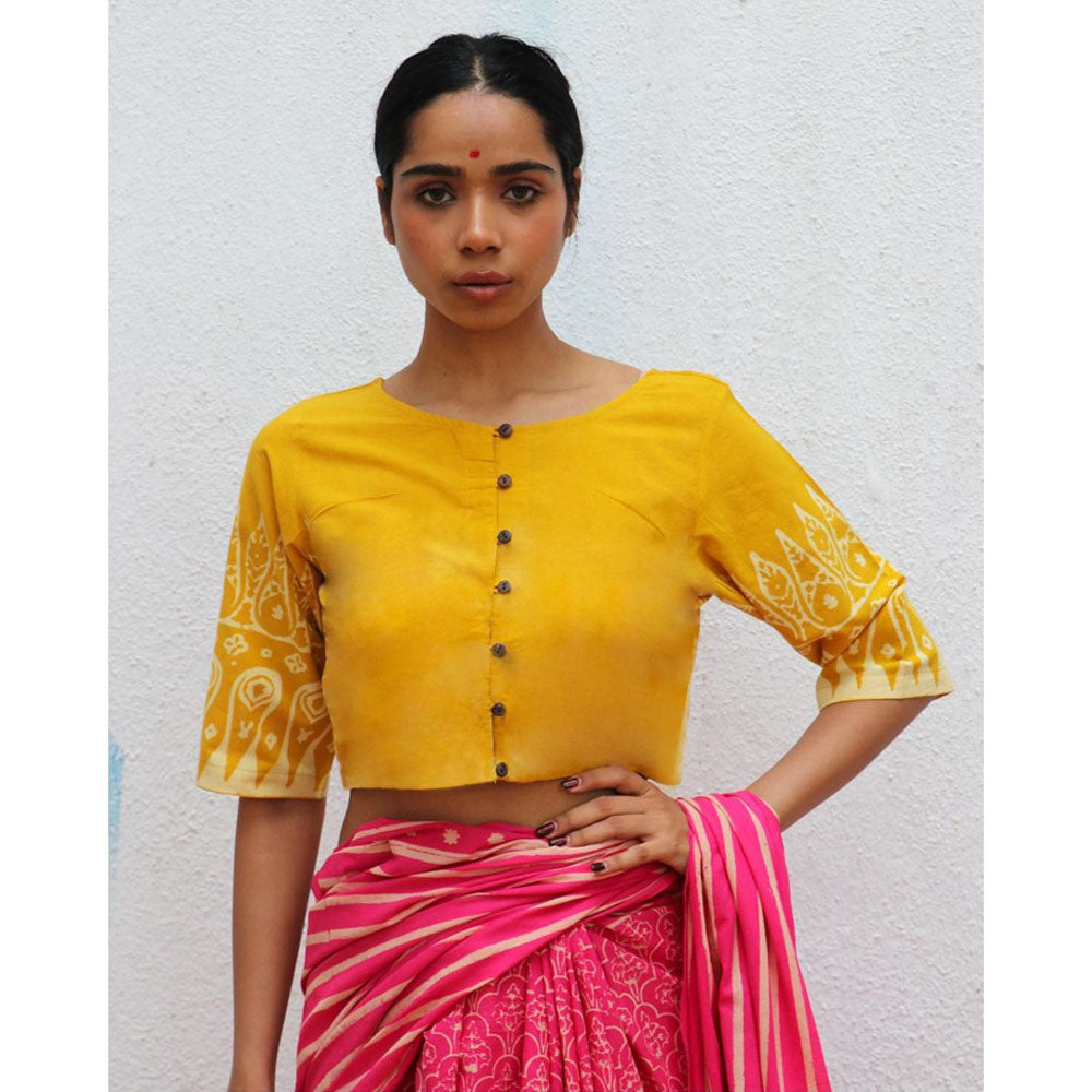 Chidiyaa Paakhi Milda Hand Block Printed Cotton Stitched Blouse