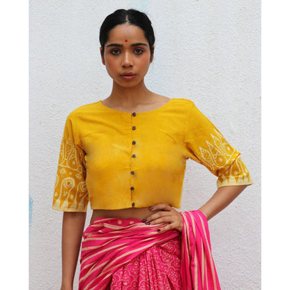 Chidiyaa Paakhi Milda Hand Block Printed Cotton Stitched Blouse