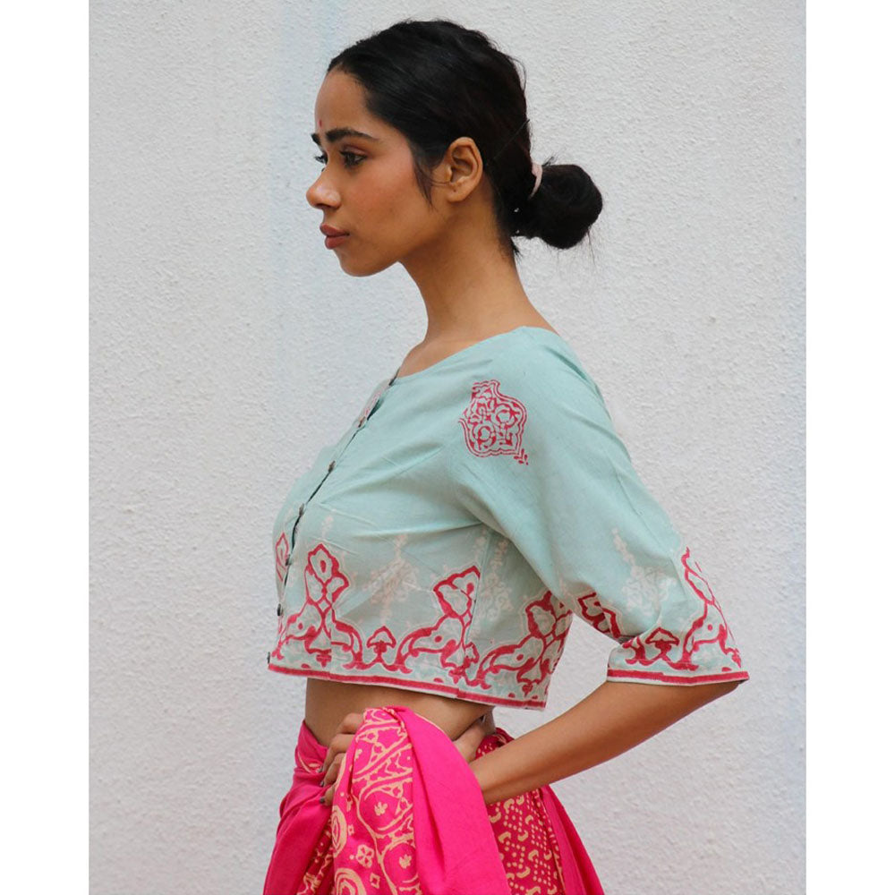 Chidiyaa Paakhi From Eden Hand Block Printed Cotton Stitched Blouse