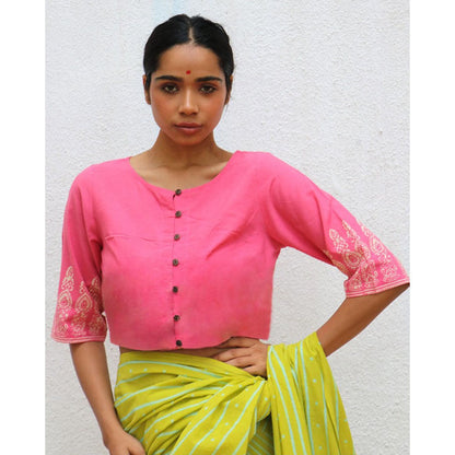 Chidiyaa Paakhi Veronique Hand Block Printed Cotton Stitched Blouse