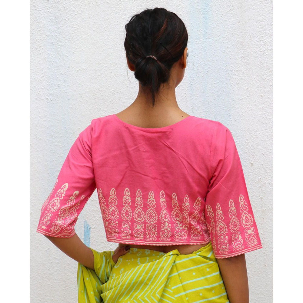 Chidiyaa Paakhi Veronique Hand Block Printed Cotton Stitched Blouse