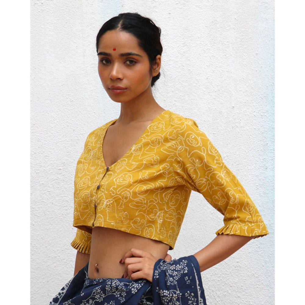 Chidiyaa Paakhi Augustina Hand Block Printed Cotton Stitched Blouse