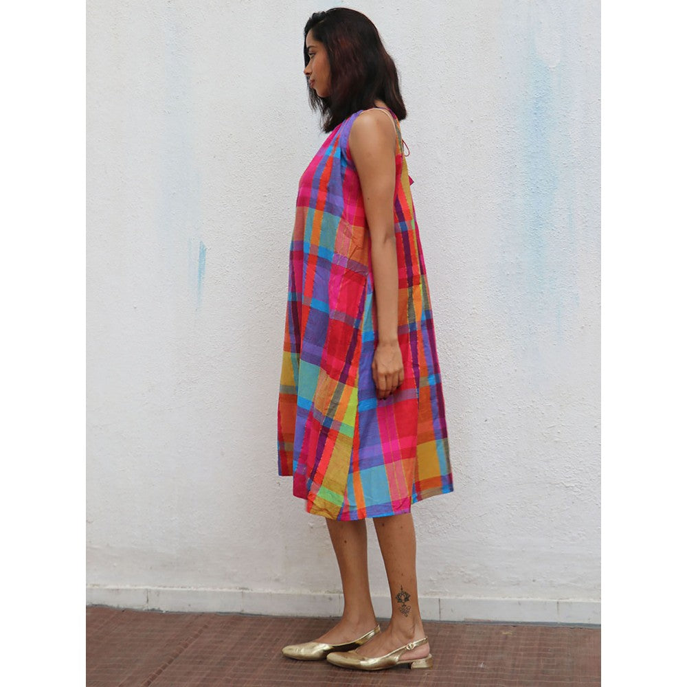 Chidiyaa Rainbow Cafe Aldora Checks Handwoven Cotton Dress