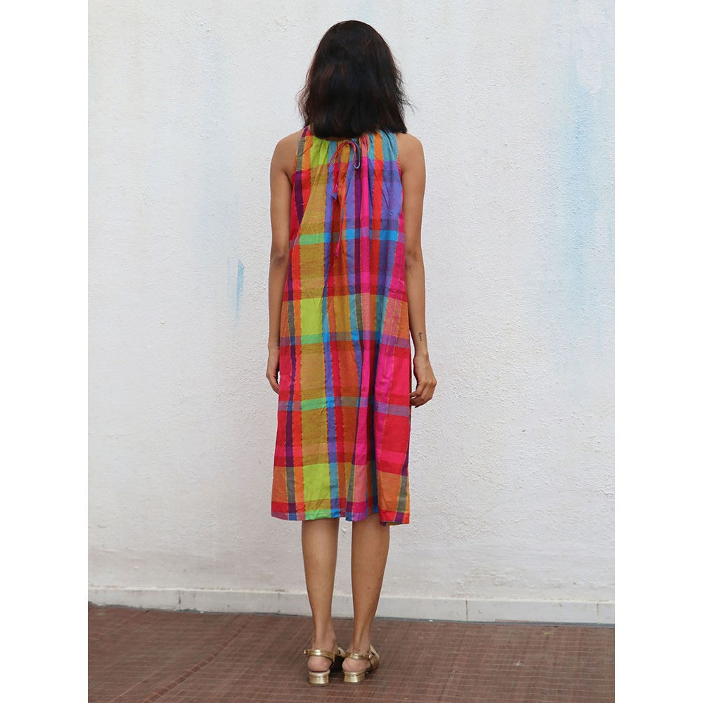 Chidiyaa Rainbow Cafe Aldora Checks Handwoven Cotton Dress