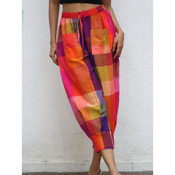 Chidiyaa Rainbow Raveena Colorblock Handwoven Cotton Pants