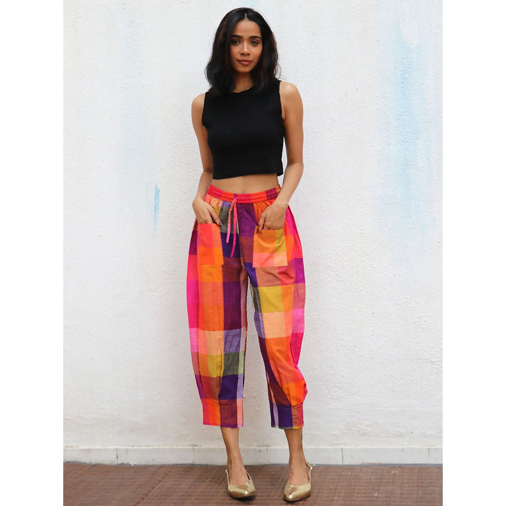 Chidiyaa Rainbow Raveena Colorblock Handwoven Cotton Pants