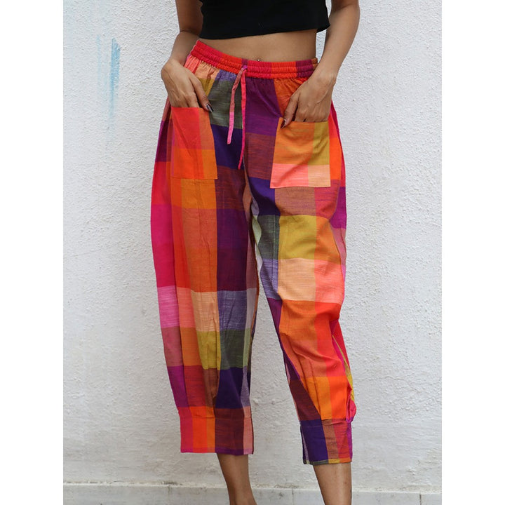 Chidiyaa Rainbow Raveena Colorblock Handwoven Cotton Pants