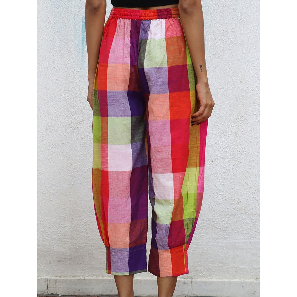 Chidiyaa Rainbow Raveena Colorblock Handwoven Cotton Pants