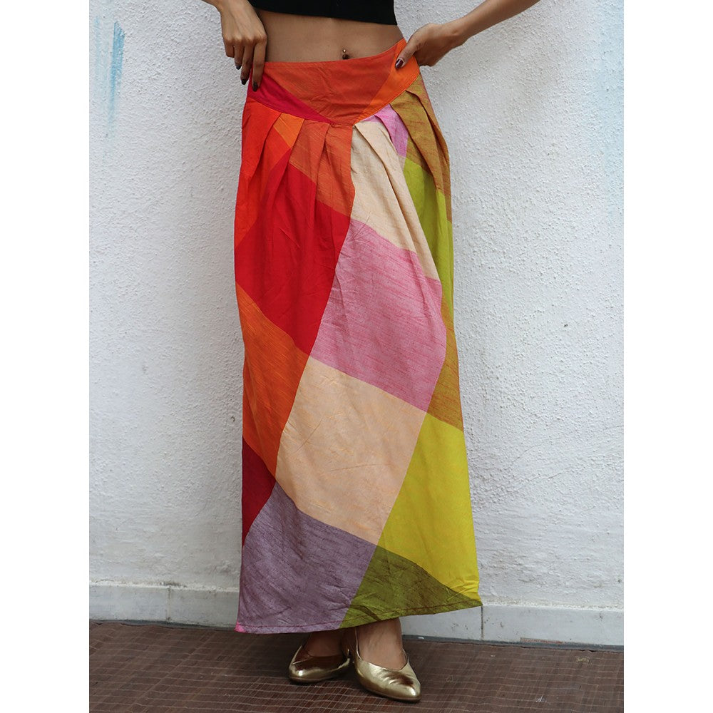Chidiyaa Rainbow Cafe Castilla Colorblock Handwoven Cotton Skirt
