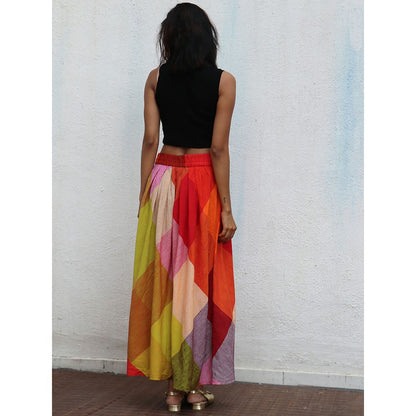Chidiyaa Rainbow Cafe Castilla Colorblock Handwoven Cotton Skirt