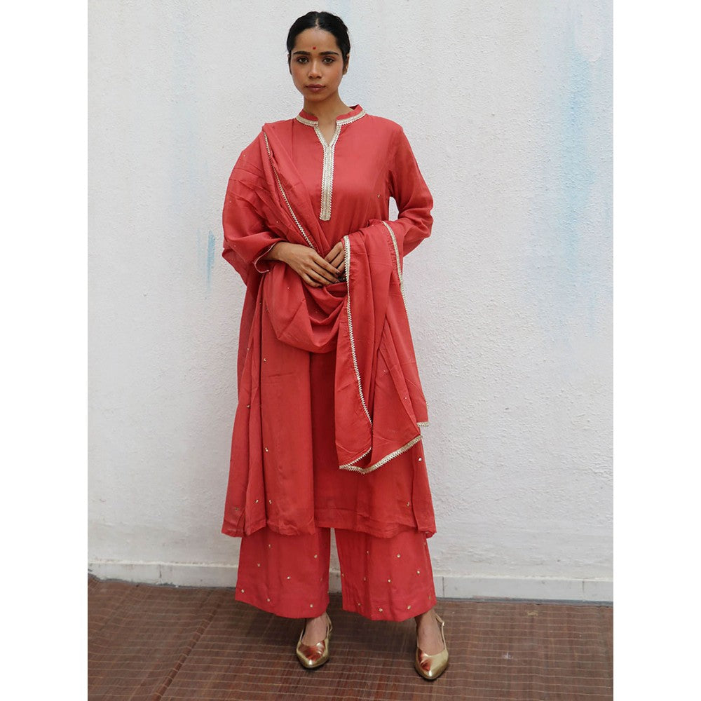 Chidiyaa Jugnu Nazmi Mul Cotton Kurta & Palazzo with Dupatta (Set of 3)