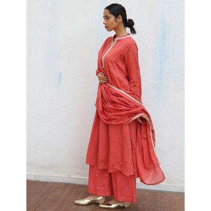 Chidiyaa Jugnu Nazmi Mul Cotton Kurta & Palazzo with Dupatta (Set of 3)
