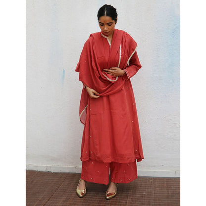Chidiyaa Jugnu Nazmi Mul Cotton Kurta & Palazzo with Dupatta (Set of 3)