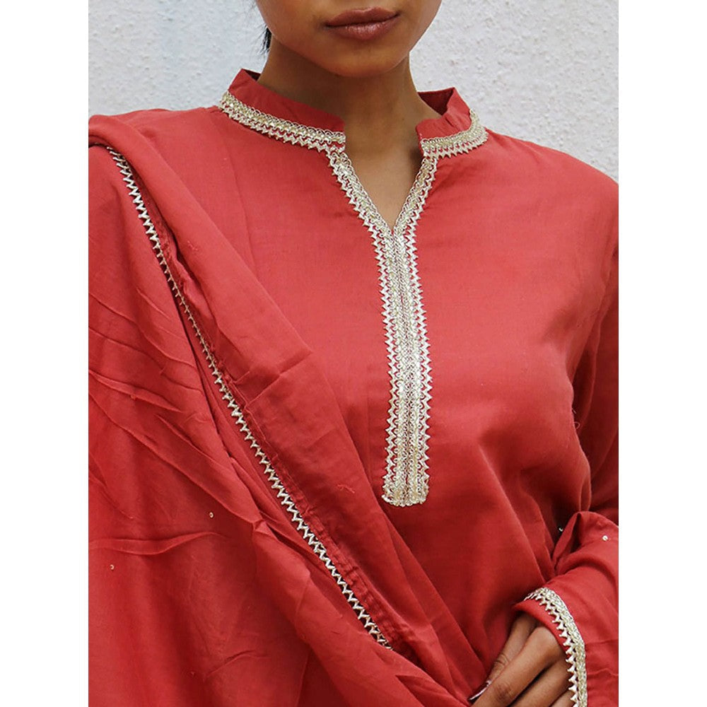 Chidiyaa Jugnu Nazmi Mul Cotton Kurta & Palazzo with Dupatta (Set of 3)